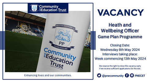 Vacancy: Health and Wellbeing Officer [Game Plan]